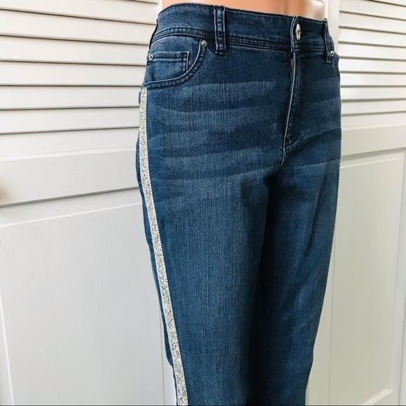 INC Embellished Indigo Skinny Leg Jeans Size 6 - Picture 3 of 10
